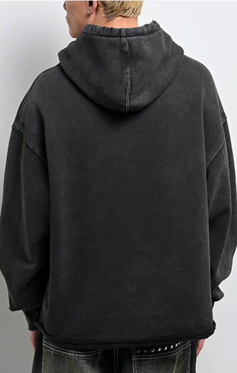 Fundamentals Raw Hem Black Wash Hoodie